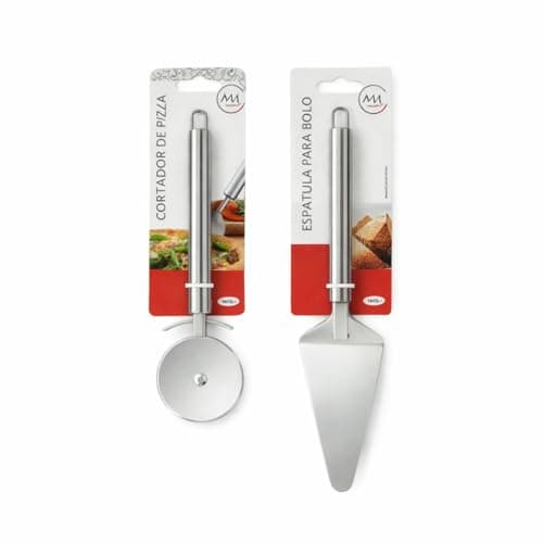 Cortador de Pizza Profissional + Espátula para Bolo em Aço Inox – Kit 2 em 1 Resistente, Fácil de Limpar e Ideal para Cozinha