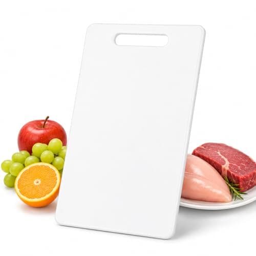 Tábua de Corte Profissional 37x23cm Polipropileno Branca Cozinha Resistente Antibacteriana Lavável Lava Louças Durável Corte Carne Legumes Frutas Uso Doméstico Profissional Qualidade Premium Top
