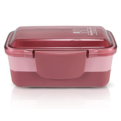 Marmita 2 Divisorias Vasilha Esquenta Fitness Congelar Pote Cor:Rosa