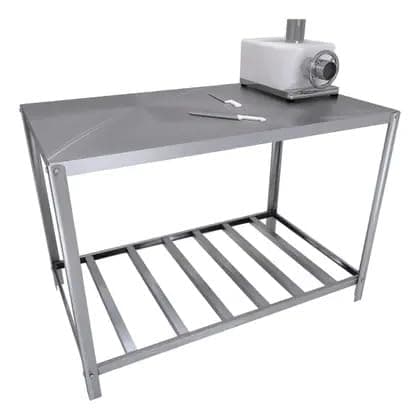 Mesa Industrial Em Aço Inox Com Paneleiro Para Cozinha Serviço 92cm Prateleira Inferior