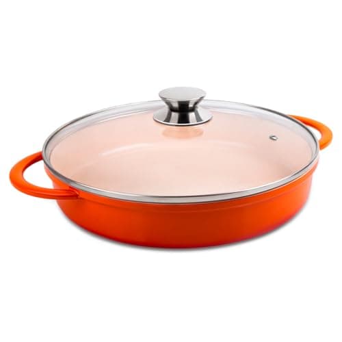 Cacarola Baixa Redonda Laranja com Tampa de vidro 30cm Hercules