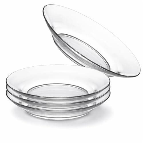 Conjunto 4 Pratos Fundos em Vidro Transparente – Resistentes, Elegantes e Fáceis de Limpar