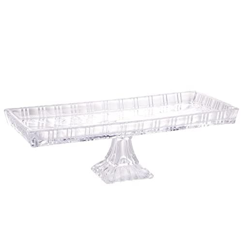LYOR - Travessa com Pé de Cristal Dragon 34 x 15 x 10,5cm Transparente