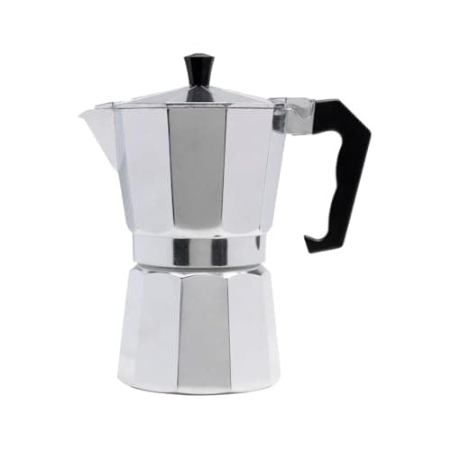 Cafeteira Italiana de Alumínio com Alça – para 6 e 9 Xícaras de Café Expresso Moka, Prata, (6 Xícaras (300ml))