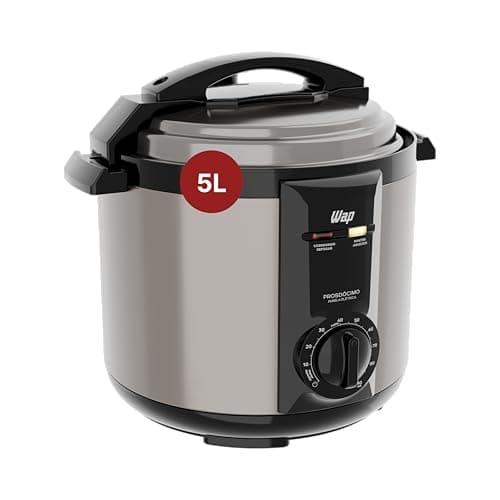 WAP Panela de Pressão Elétrica em Inox WPPE2 5 Litros, Revestimento Antiaderente, 9 Dispositivos de Segurança, 900W 127V