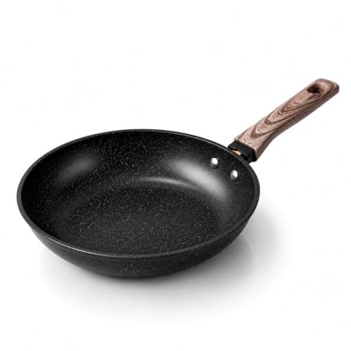 Frigideira Antiaderente Cerâmica 24cm Fundo Indução Cabo Madeira, Não Gruda, Sem Óleo, Fogão Gás e Elétrico