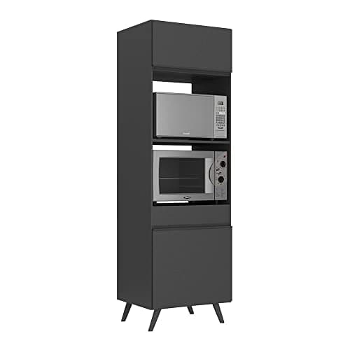 Paneleiro 2 Portas para Forno e Microondas Veneza Multimóveis Mp3679.895 Preto