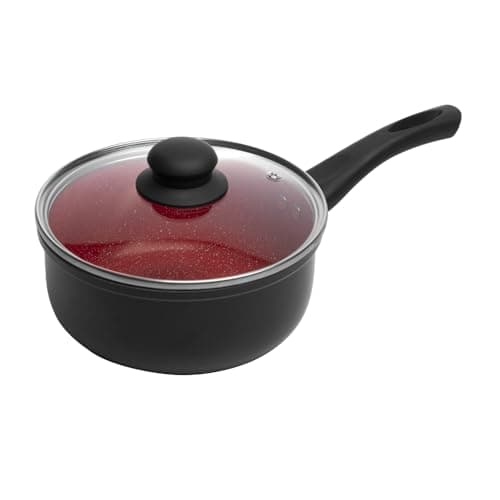 LYOR - Panela de Indução com Tampa de Vidro 16cm Vermelha Alumínio com Revestimento Cerâmico