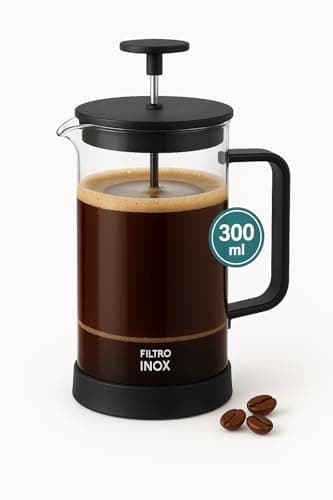 Cafeteira Prensa Francesa 300ml em Vidro – Filtro Inox – Para Café Gourmet – Prensa Manual