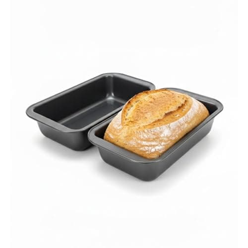 Kit com 2 Formas para Pão de Aço Antiaderente 28 x 15 X 6,5m – Ideal para Forno Elétrico ou a Gás, Assar Pães e Bolos – Cor Cinza Escuro