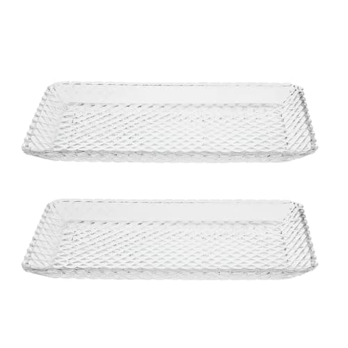 Conjunto De 2 Travessas De Cristal Diamante 25cmx13cm Linha Luxo