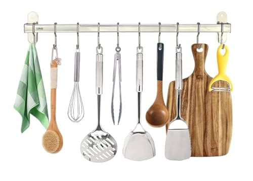 LUMAI Suporte Porta-Utensílios de Cozinha em Aço Inoxidável SUS304 com 10 Ganchos, Resistente à Ferrugem e Fácil de Limpar, Organizador Prático para Pendurar Colheres, Espátulas e Peneiras