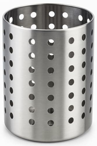 Porta Utensílios De Cozinha Escorredor De Talheres Porta Talheres Suporte De Talheres Redondo Prata Inox Organizador De Pia Suporte Escorredor Vazado Para Espátulas Colheres Conchas Multiuso