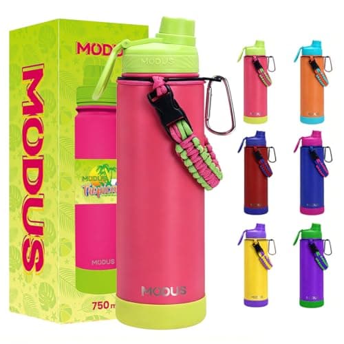 Garrafa Térmica 750ml - Parede Dupla de Isolamento 24horas Gelado, Base Emborrachada Anti Derrapante, Anti Vazamento, BPA Free (Rosa Fluorescente)