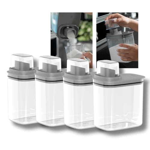 Kit 4un Dispenser Flow 1,5 Litros Sabão Líquido Amaciante Alvejante Organizador de Lavanderia (CHUMBO)