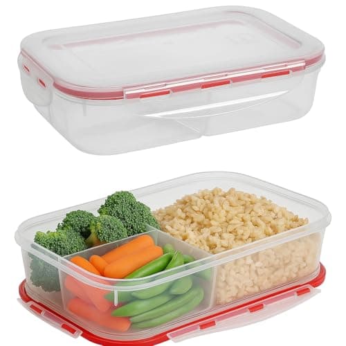 Potes Marmita Hermetica Com Divisorias Fitness 1l Com Travas Freezer Microondas Plastico Resistente Marmitas