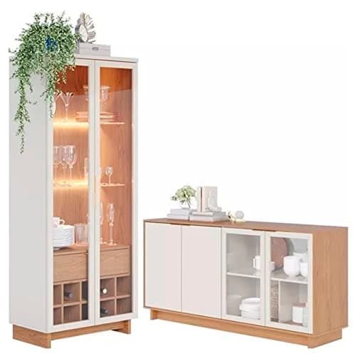 Kit Cristaleira Guanabara e Buffet Vitoria OffWhite/Feijo Colibri Móveis
