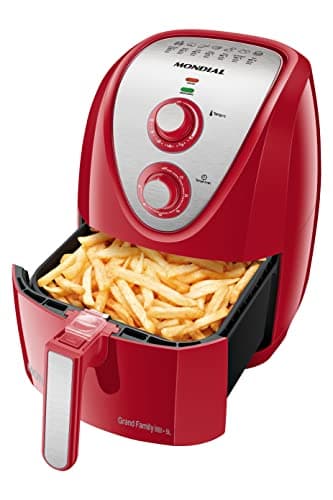 MONDIAL Fritadeira Sem Óleo Air Fryer 5L, Vermelho/Inox, 1900W, 110V - AFN-50-RI