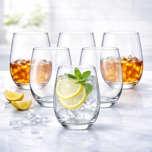 Jogo com 6 Copos de Vidro 475ml Tipo Balão Transparentes – Copos Grandes Resistentes para Água, Suco, Refrigerante e Drinks – Design Elegante para Cozinha, Bar, Restaurante e Uso Diário