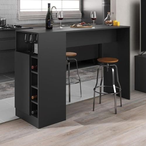 Multimóveis Bancada Balcão/Mesa de Cozinha com Adega Mpf2144 Preto para Cozinha