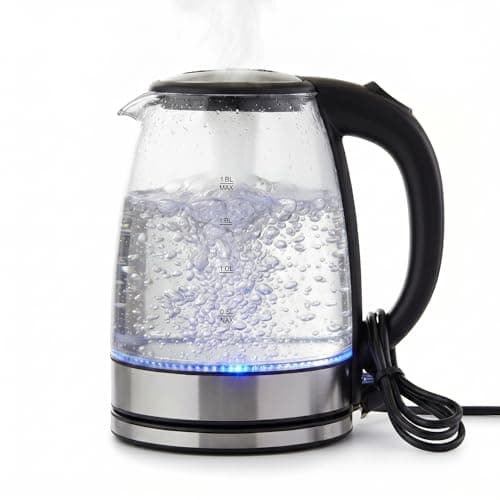 Chaleira Eletrica de Vidro 220v Potência 1500W Capacidade 1,8L Desligamento Automático Efeito de Luz Interno - Qualidade Premium (220v)