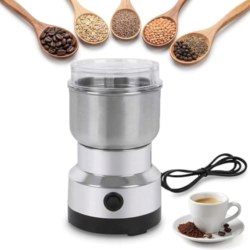 Moedor de Café Elétrico em Aço Inoxidável - 110V, Alta Potência 300W, com Lâminas em Aço Inox, 400ML, Grossa Fina e Média, Silencioso, Tampa Transparente, para Café, Temperos, Grãos e Especiarias