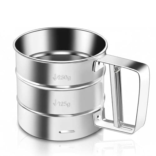 Polvilhador Inox com Gatilho, Peneira para Açúcar, Canela Farinha, e Chocolate, Peneira Profissional para Cozinha, Café e Confeitaria