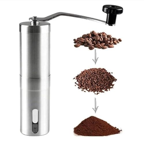 Moedor de Café Manual de Aço Inoxidável 21cm Totalmente Ajustável Com Regulagem de Moagem Manivela Removível e Mais Silencioso Capacidade 45g de Café