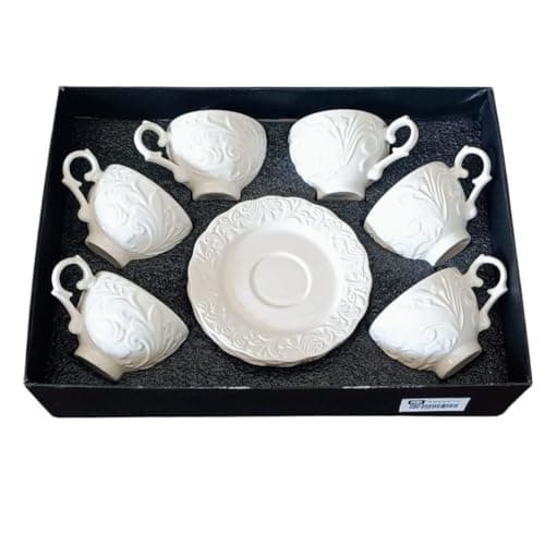 Conjunto Xícara de Café Ouro 12 Peças Porcelana Chinesa 80ML Cafezinho Expresso Para Presente (KS-222211)