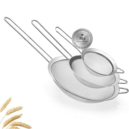 Kit Peneira de Cozinha Inox 304 Premium 3 Peças - Peneiras Finas para Farinha, Chá e Alimentos - Utensílios de Cozinha | Premium InoVibes