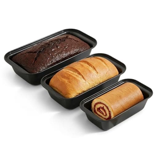 Kit 3 formas assadeiras Antiaderentes para Pão e Bolo, Tamanhos Diferentes, Fácil de Desenformar e Limpar, Forma com Revestimento Antiaderente para Assar com Praticidade Premium