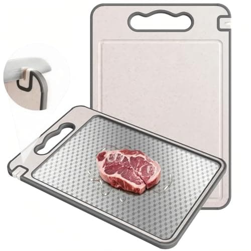 Tábua de Corte Inox Dupla Face com Afiador Integrado Antibacteriana Antiderrapante e Fácil de Limpar Ideal para Carnes, Frutas, Legumes e Churrasco