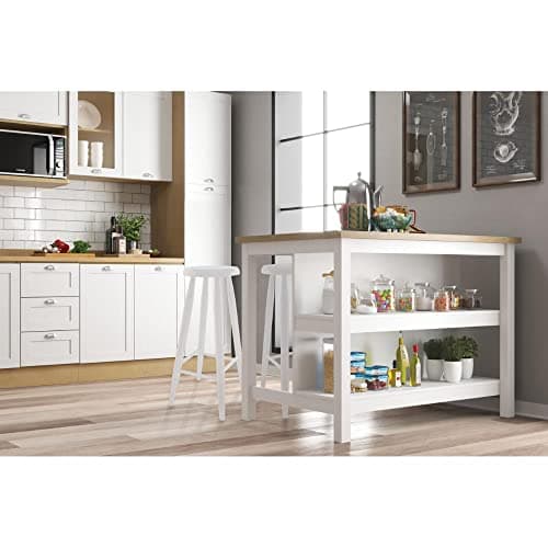 Bancada Gourmet Ilha Cozinha c ilumina Ditália 2prat Cd-1019 cor:branco