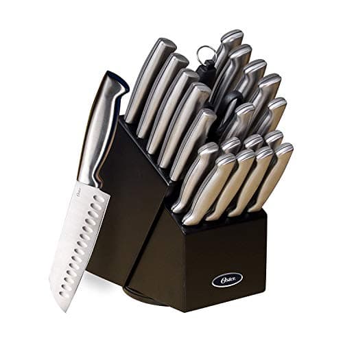 Oster Baldwyn Conjunto de facas de cozinha de aço inoxidável de alto carbono, 22 peças, cetim escovado