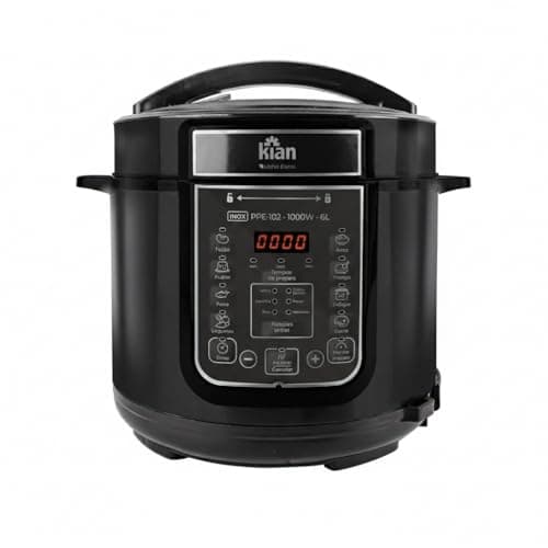 Panela de Pressão Elétrica Kian PPE-102 Capacidade 6 Litros Silenciosa 1000W Painel Digital com 14 Receitas Cuba Antiaderente (110, Volts)