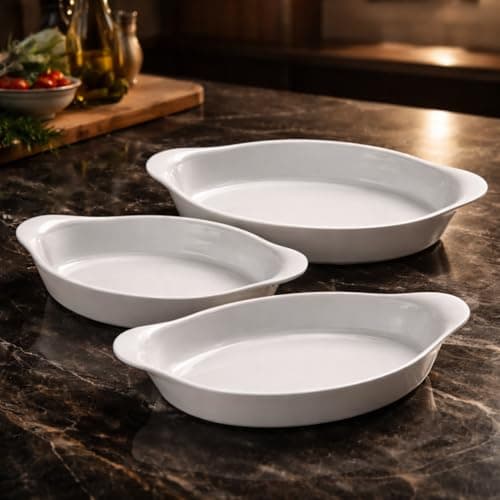 Jogo Assadeiras Opaline 3 Peças Refratárias Vidro Branco 0,6L 1L 1,4L Travessas para Forno Mesa Premium Assar Lasanha Frango Peixe Legumes Cozinha Completa Resistente Durável