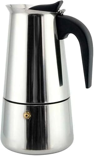 Cafeteira Italiana Expresso 300ml em Inox Para 6 Xícaras, Compatível com Fogão Elétrico e a Gás. (Indução apenas com Disco Adaptador)