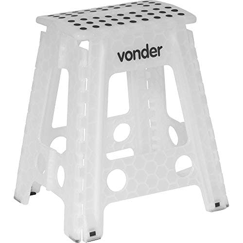 Banqueta Plástica Dobrável, Branca, Altura 450 Mm, Vonder