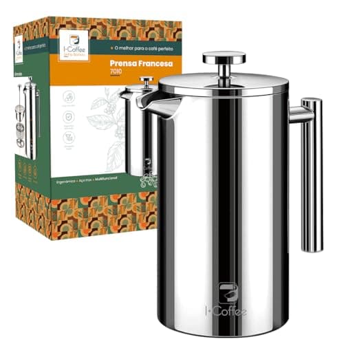 iCoffee 700 mL Cafeteira Prensa Francesacom Filtro de 4 Estágios e Isolamento Duplo, Cafeteira de Aço Inoxidável