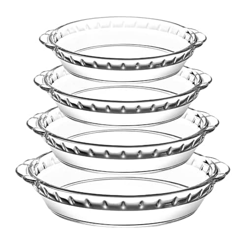 Conjunto 4 Travessas de Vidro Redondas Life Tamanhos 7P, 8P, 9P e 10P Travessas Refratárias Transparentes Armazenar e Preparar Alimentos, Ideal para Mesa Posta, Forno e Receitas do Dia a Dia