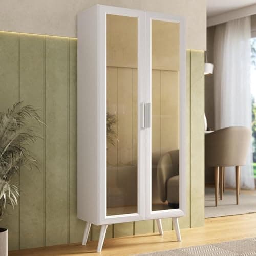 Multimóveis Cristaleira com 2 Portas de Vidro Retrô 68cm Urban MP6040 Branco