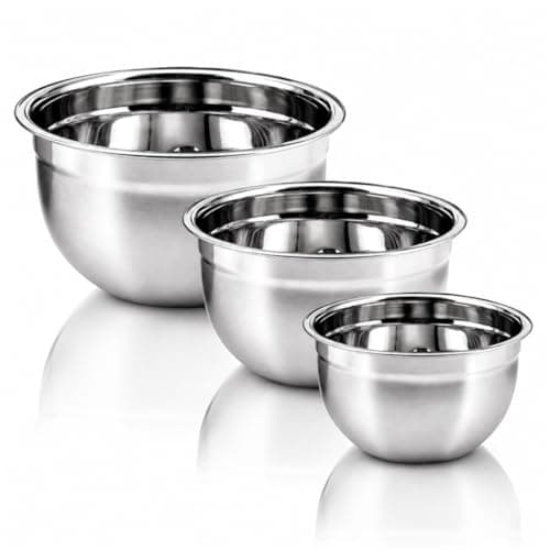 Conjunto 3 Tigelas Inox Premium 18cm 20cm 22cm – Bowls Aço Inoxidável Empilháveis Resistentes para Salada Massa Mistura Cozinha Profissional Durável