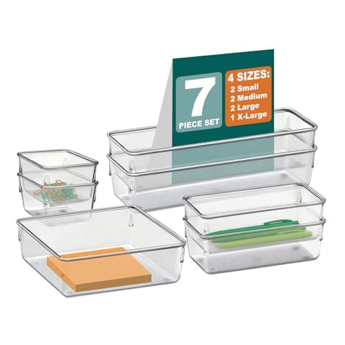 Acrimet Organizador Modular para Gavetas, Bancadas e Armários, Plástico Transparente, Kit com 7 Potes Sortidos, 975.0