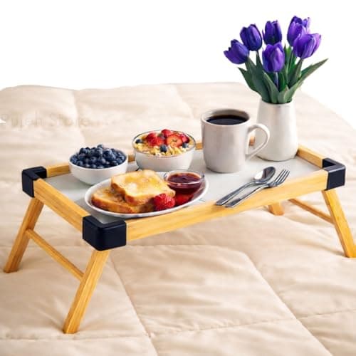 Bandeja para Café da Manhã na Cama Dobrável de Madeira Mesa Infantil Multiuso Portátil Bandeja para Servir Refeições Mesa para Notebook Fácil de Armazenar Uso Prático Premium