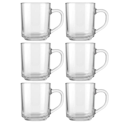 Caneca de Vidro Cristal 250ml Transparente para Café, Leite com Café e Leite com Achocoltado (Kit 6 - Transparente)