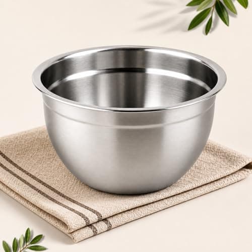 Bowl Inox Tigela Multiuso Profissional | Bacia para Misturas de Bolo | Utensílio de Cozinha em Aço Inoxidável Durável Resistente | Receitas Salada e Confeitaria — Qualidade Premium Loreal Shop (28cm)