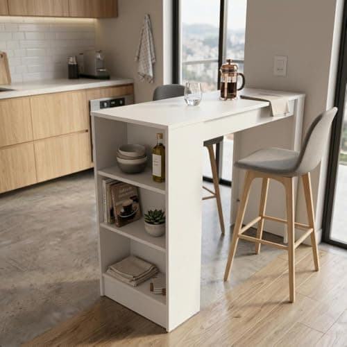 Bancada de Cozinha Ilha Gourmet Americana 2 Prateleiras 90cm Linha Bologna Cor Branco - Mademovel