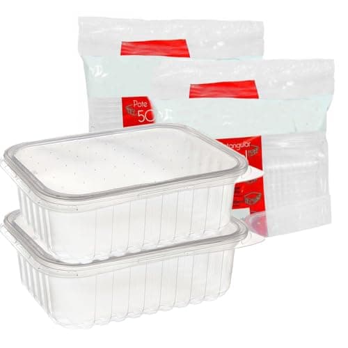 Pote Retangular Plástico 500ml Marmita Fitness Freezer 48un