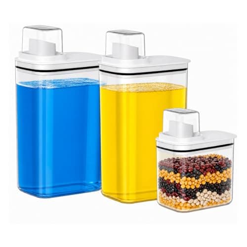 Dispenser de Sabão Lavanderia Casa Kit com 3 Unidades Branco 2,3L e 1,5L Organização Armazenamento