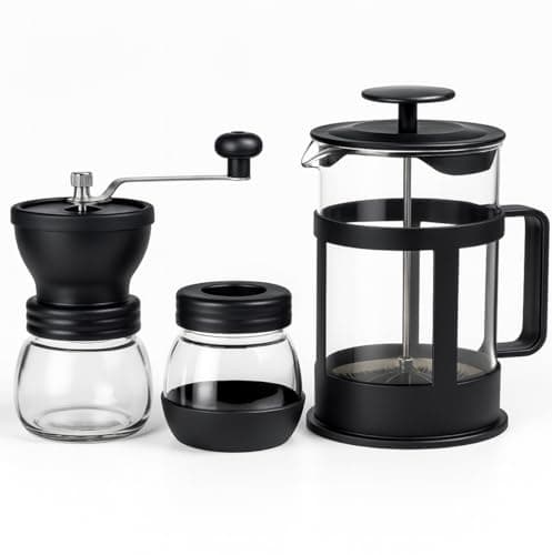 Kit Café Cafeteira Prensa Francesa 350ml + Moedor Manual de Café Com Regulagem